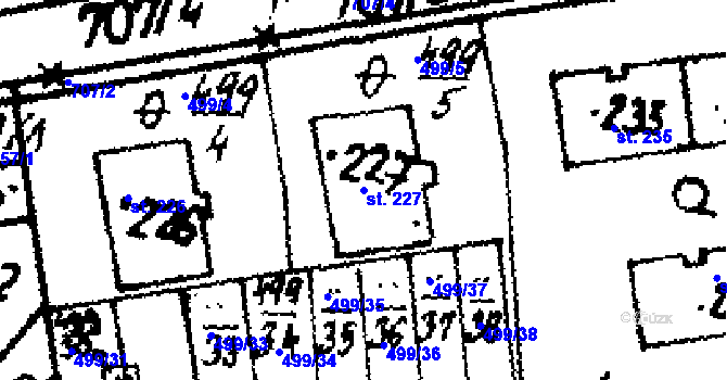 Parcela st. 227 v KÚ Klobuky, Katastrální mapa