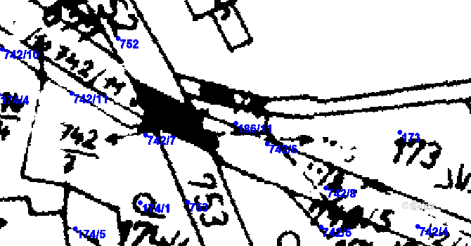 Parcela st. 186/11 v KÚ Klobuky, Katastrální mapa