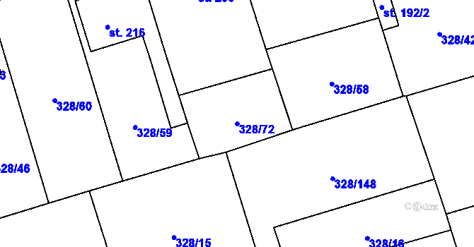 Parcela st. 328/72 v KÚ Klobuky, Katastrální mapa