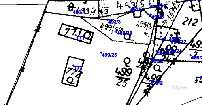 Parcela st. 499/25 v KÚ Klobuky, Katastrální mapa
