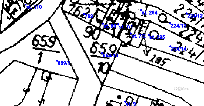 Parcela st. 659/10 v KÚ Klobuky, Katastrální mapa