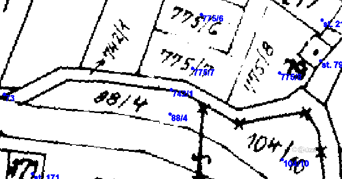 Parcela st. 742/1 v KÚ Klobuky, Katastrální mapa