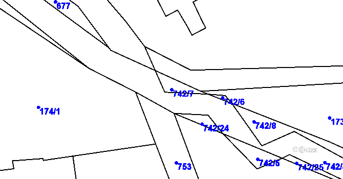 Parcela st. 742/7 v KÚ Klobuky, Katastrální mapa