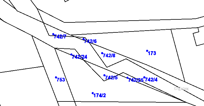Parcela st. 742/8 v KÚ Klobuky, Katastrální mapa