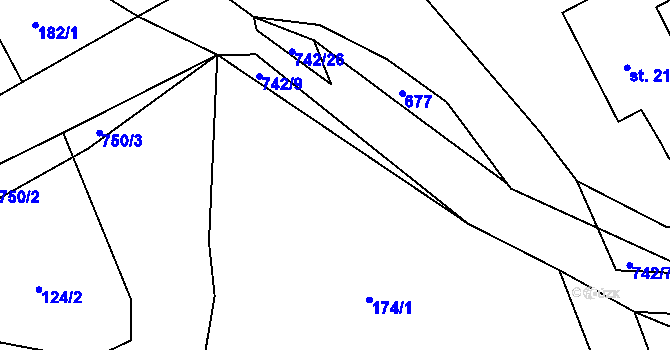 Parcela st. 742/10 v KÚ Klobuky, Katastrální mapa