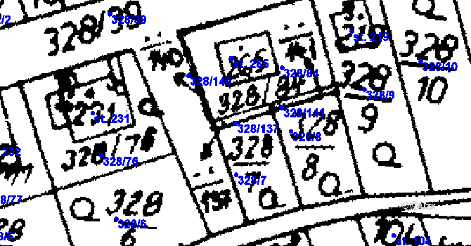 Parcela st. 328/137 v KÚ Klobuky, Katastrální mapa