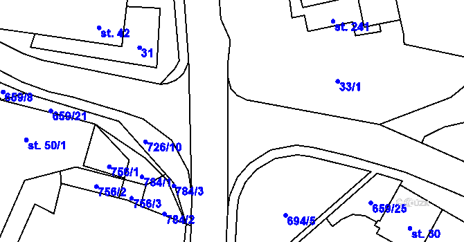 Parcela st. 659/23 v KÚ Klobuky, Katastrální mapa