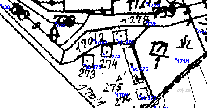 Parcela st. 274 v KÚ Klobuky, Katastrální mapa