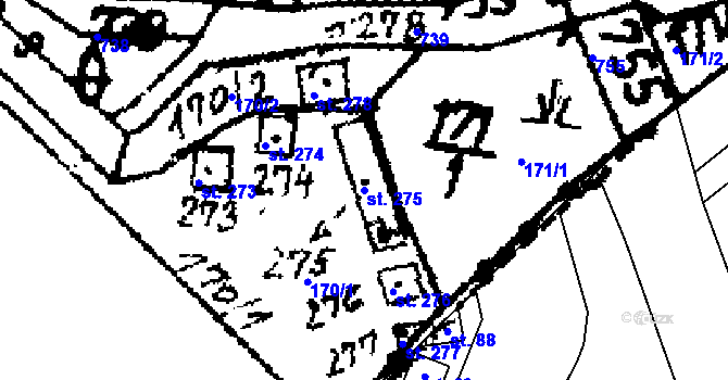 Parcela st. 275 v KÚ Klobuky, Katastrální mapa