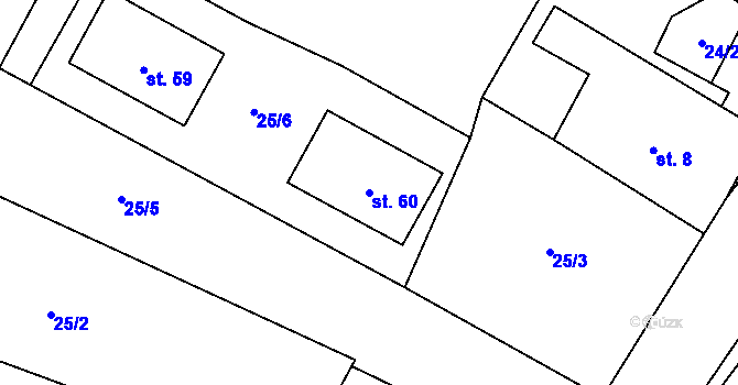 Parcela st. 60 v KÚ Kobylníky, Katastrální mapa
