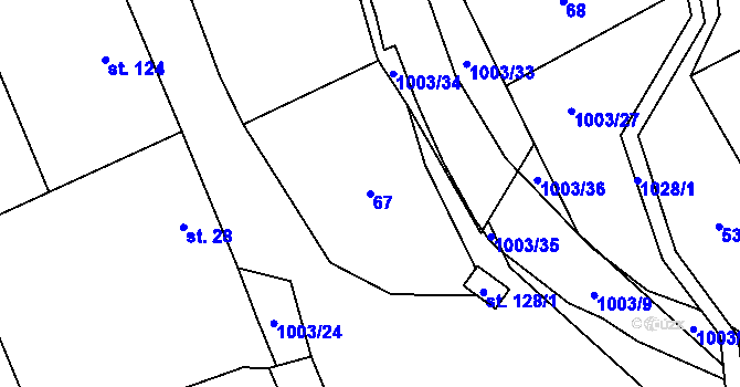 Parcela st. 67 v KÚ Klokočí, Katastrální mapa