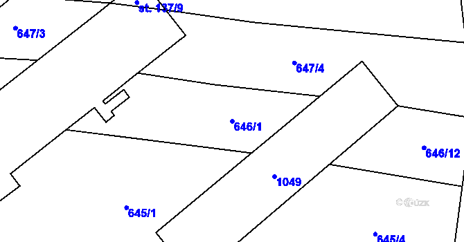 Parcela st. 646/1 v KÚ Klokočí, Katastrální mapa