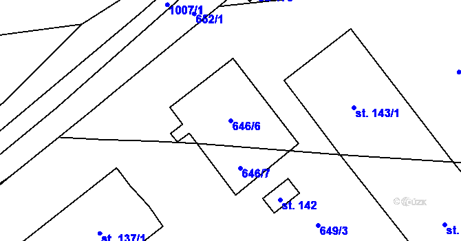 Parcela st. 646/6 v KÚ Klokočí, Katastrální mapa