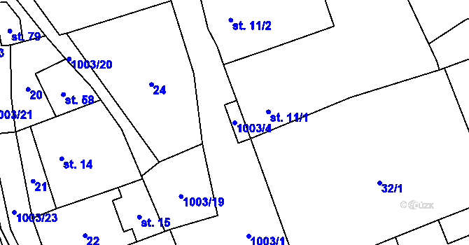 Parcela st. 1003/4 v KÚ Klokočí, Katastrální mapa