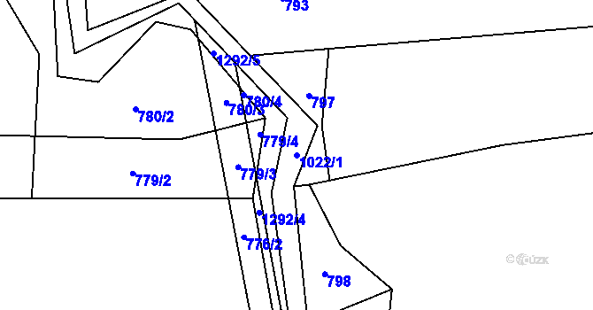 Parcela st. 1022/1 v KÚ Klokočí, Katastrální mapa