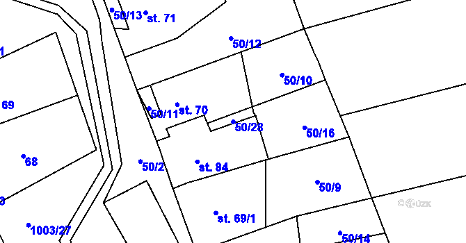 Parcela st. 50/28 v KÚ Klokočí, Katastrální mapa