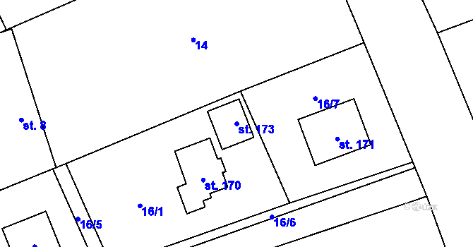 Parcela st. 173 v KÚ Klokočí, Katastrální mapa