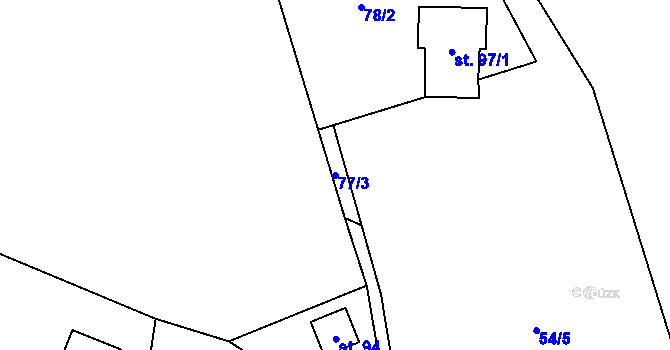 Parcela st. 77/3 v KÚ Klokočná, Katastrální mapa