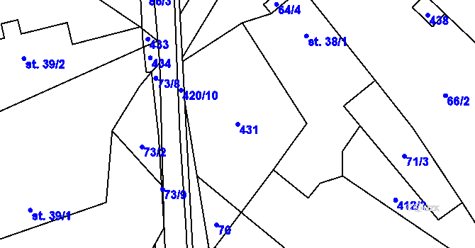 Parcela st. 431 v KÚ Klokočov, Katastrální mapa