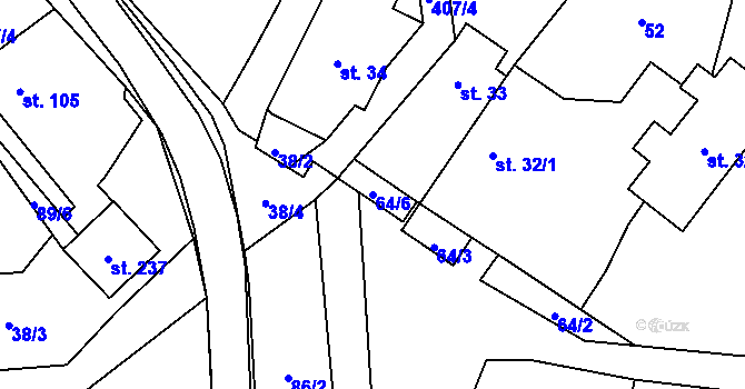 Parcela st. 64/6 v KÚ Klokočov, Katastrální mapa