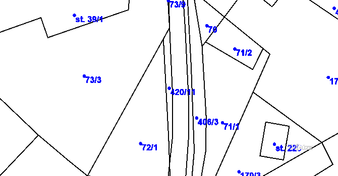 Parcela st. 420/11 v KÚ Klokočov, Katastrální mapa