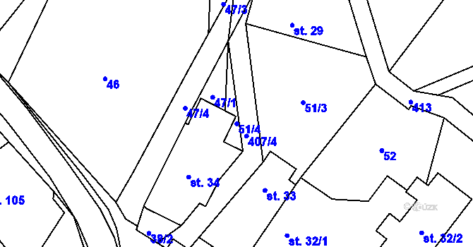 Parcela st. 51/4 v KÚ Klokočov, Katastrální mapa