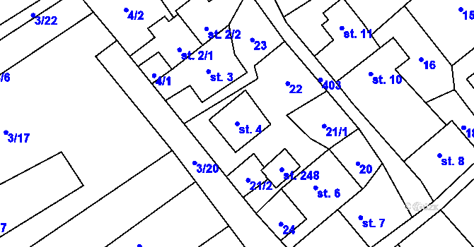 Parcela st. 4 v KÚ Klokočov, Katastrální mapa