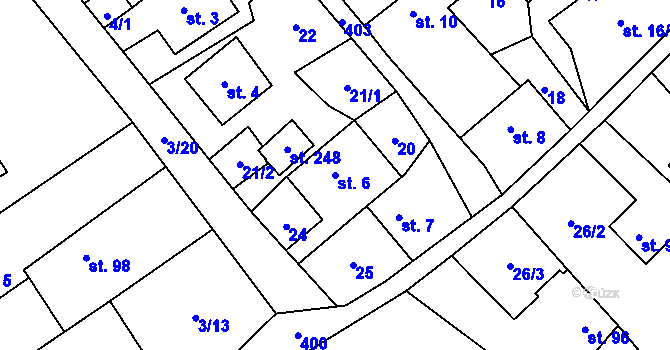 Parcela st. 6 v KÚ Klokočov, Katastrální mapa