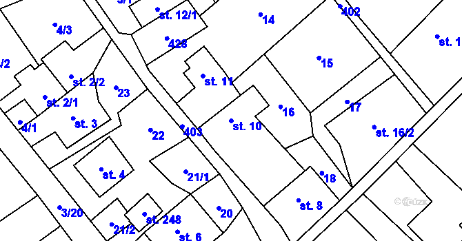 Parcela st. 10 v KÚ Klokočov, Katastrální mapa