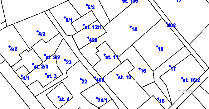 Parcela st. 11 v KÚ Klokočov, Katastrální mapa