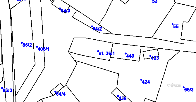 Parcela st. 36/1 v KÚ Klokočov, Katastrální mapa