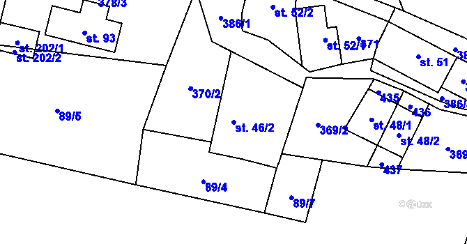 Parcela st. 46/2 v KÚ Klokočov, Katastrální mapa