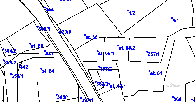 Parcela st. 65/1 v KÚ Klokočov, Katastrální mapa