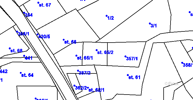 Parcela st. 65/2 v KÚ Klokočov, Katastrální mapa