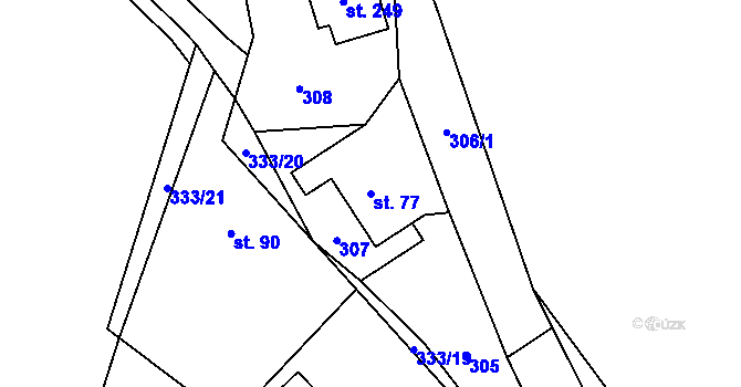 Parcela st. 77 v KÚ Klokočov, Katastrální mapa