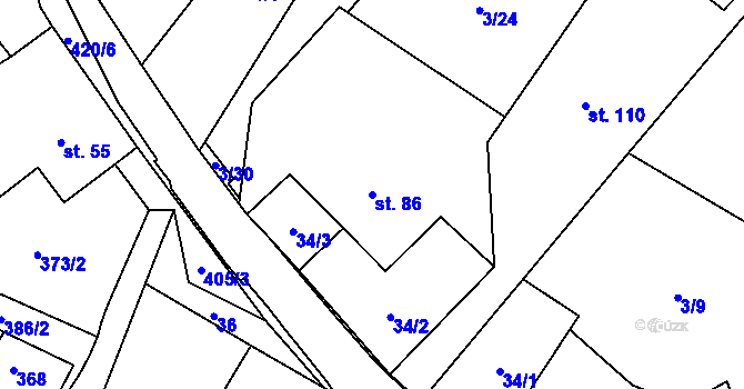 Parcela st. 86 v KÚ Klokočov, Katastrální mapa