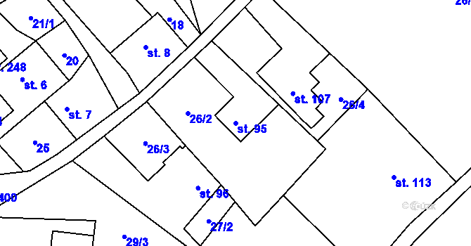 Parcela st. 95 v KÚ Klokočov, Katastrální mapa
