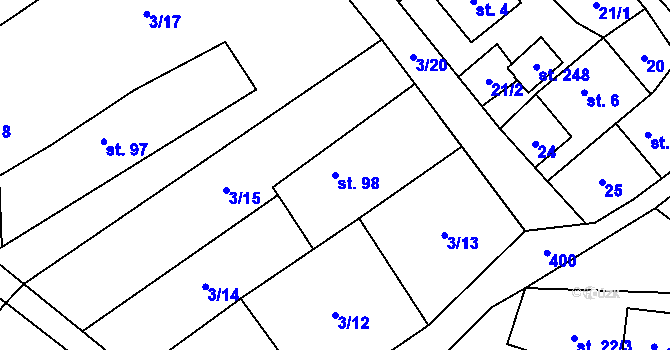 Parcela st. 98 v KÚ Klokočov, Katastrální mapa
