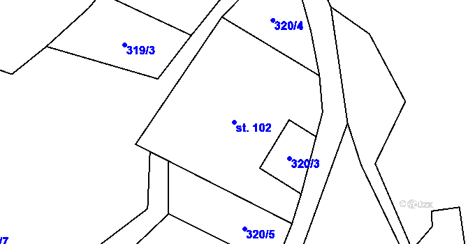 Parcela st. 102 v KÚ Klokočov, Katastrální mapa