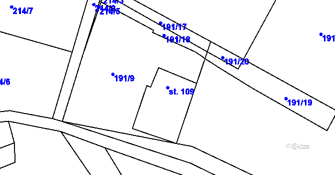 Parcela st. 109 v KÚ Klokočov, Katastrální mapa