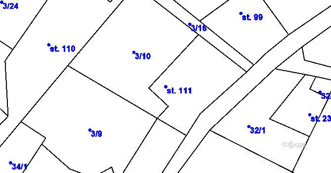 Parcela st. 111 v KÚ Klokočov, Katastrální mapa