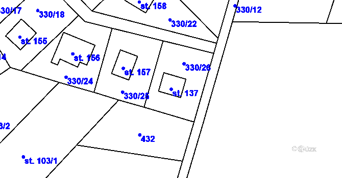 Parcela st. 137 v KÚ Klokočov, Katastrální mapa