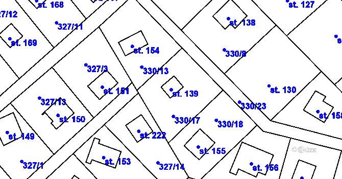 Parcela st. 139 v KÚ Klokočov, Katastrální mapa