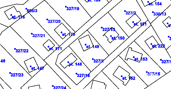 Parcela st. 149 v KÚ Klokočov, Katastrální mapa