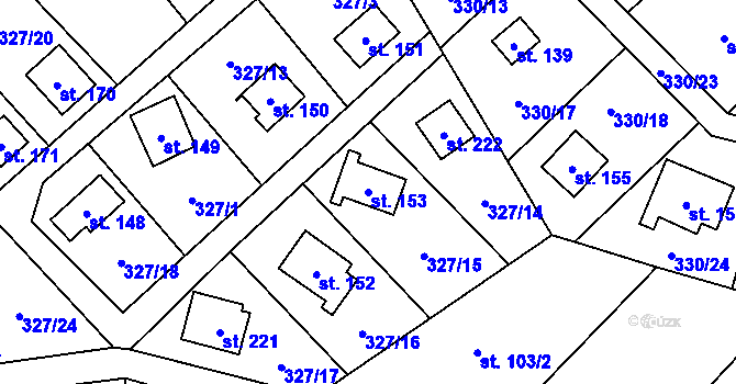 Parcela st. 153 v KÚ Klokočov, Katastrální mapa
