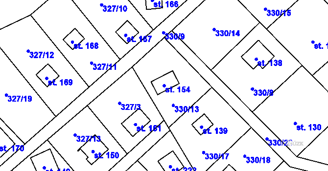 Parcela st. 154 v KÚ Klokočov, Katastrální mapa