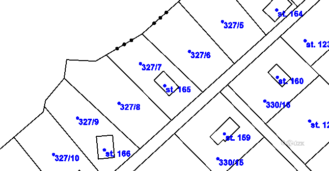 Parcela st. 165 v KÚ Klokočov, Katastrální mapa