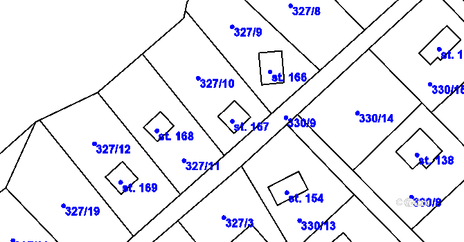 Parcela st. 167 v KÚ Klokočov, Katastrální mapa
