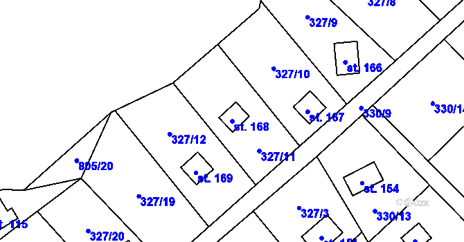 Parcela st. 168 v KÚ Klokočov, Katastrální mapa