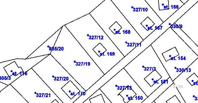 Parcela st. 169 v KÚ Klokočov, Katastrální mapa